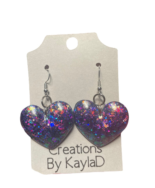 #346 Blue Sparkle Heart Earrings