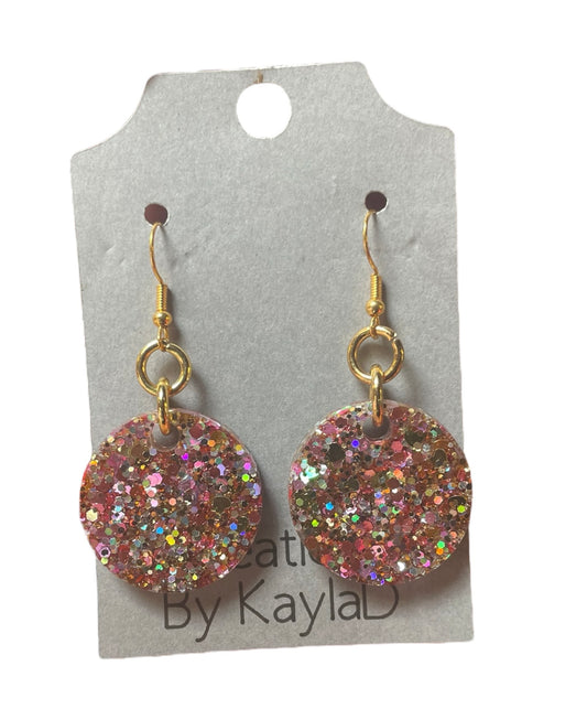 #351 Rose Sparkle Small Circle Earrings