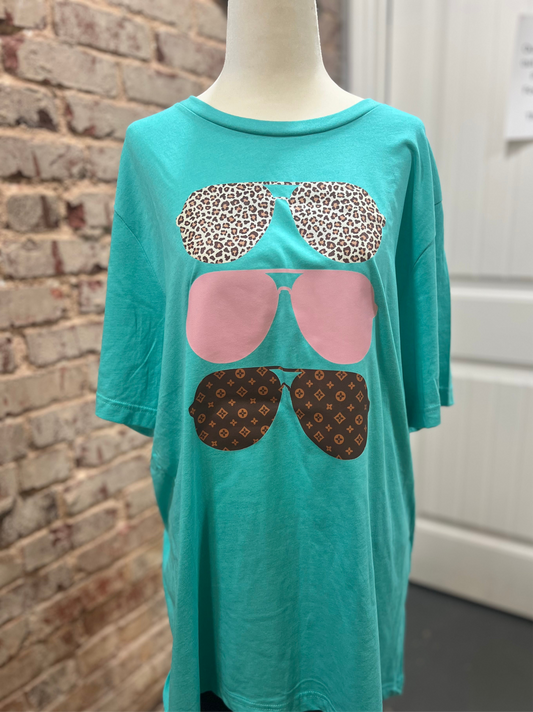 Sunglass Teal Custom Tee