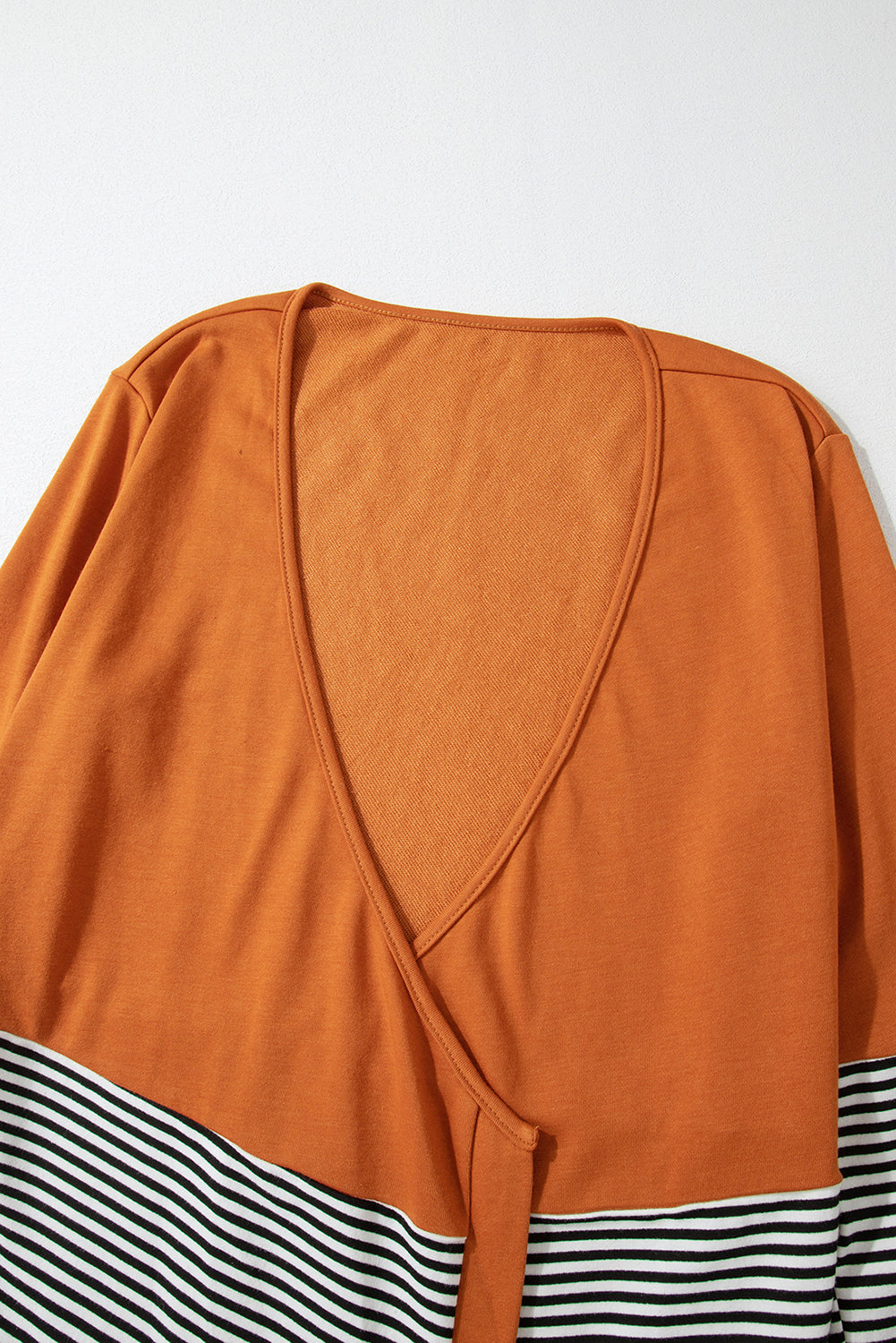 Orange Colorblock Striped Patchwork Open Cardigan