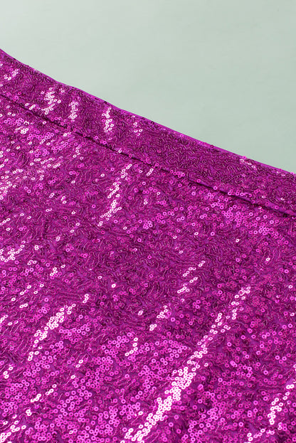 Violet Sequined High Waist Plus Size Midi Skirt