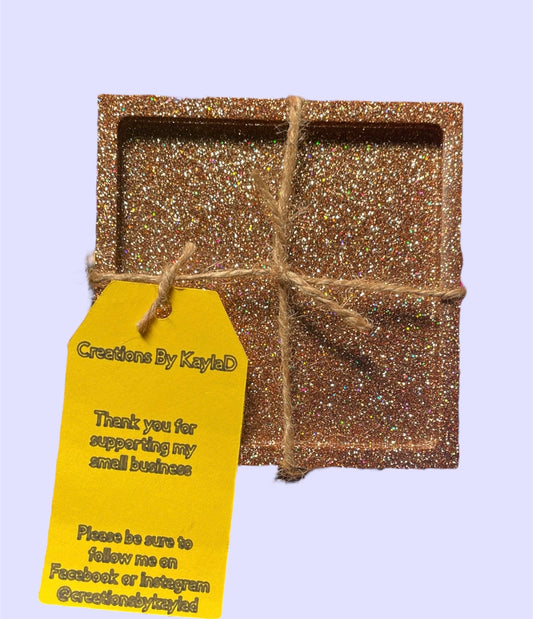 Brown Glitter Square Coasters