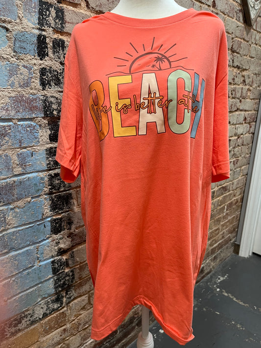 Life is Better at The Beach Peach T-Shirt