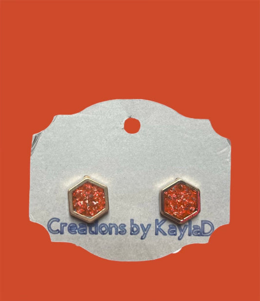 #103 hexagon red studs