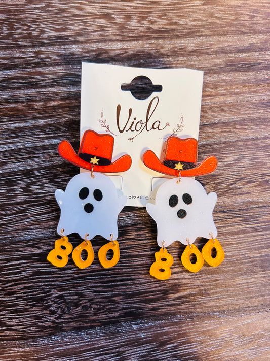 Boo Cowboy Ghost Earrings