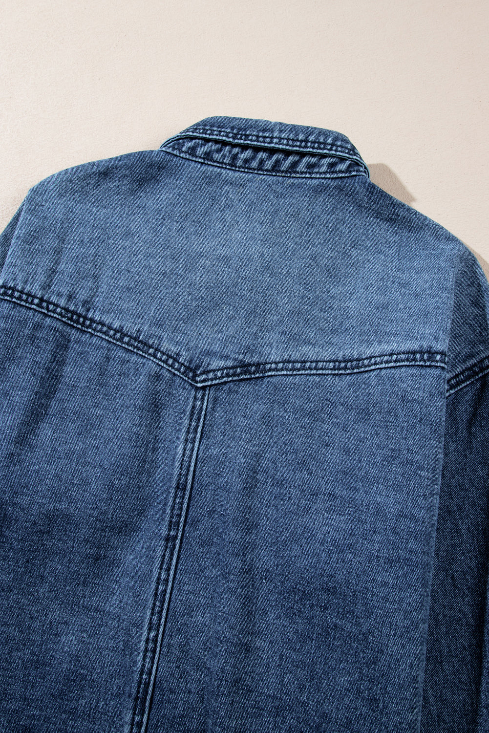 Sail Blue Flap Pocket Snap Button Wash Denim Shacket