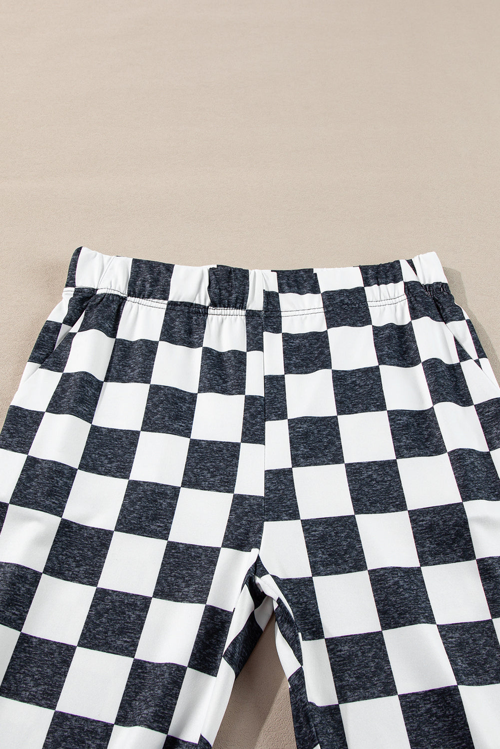 Black Checkerboard High Rise Casual Flared Pants