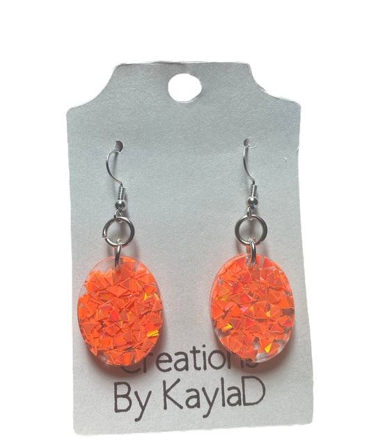 #331 Orange Small Sparkle Earrings