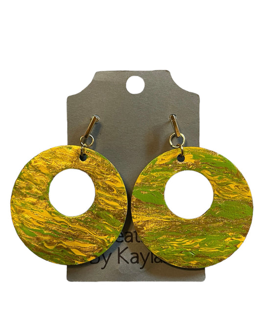 # 308 Green/ Yellow Gold Open Circle Earrings