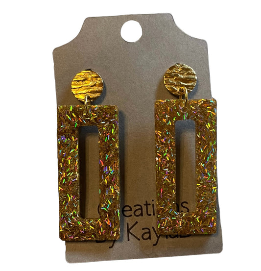 #301 gold medium open rectangle earnings