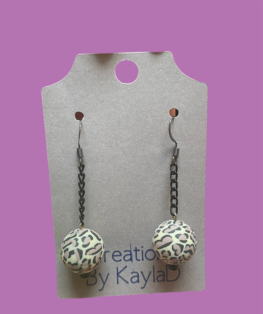 #127 Cheetah Ball Earrings