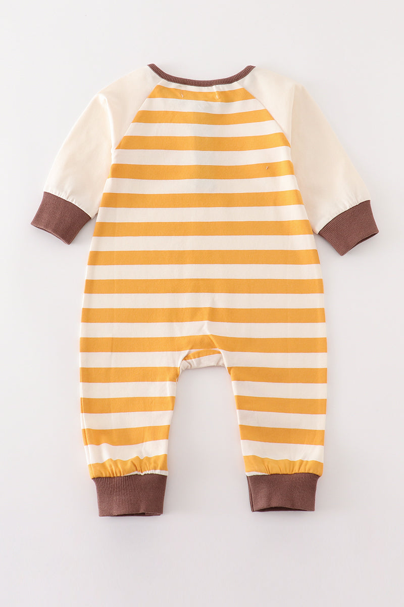 Platinum brown stripe boy romper