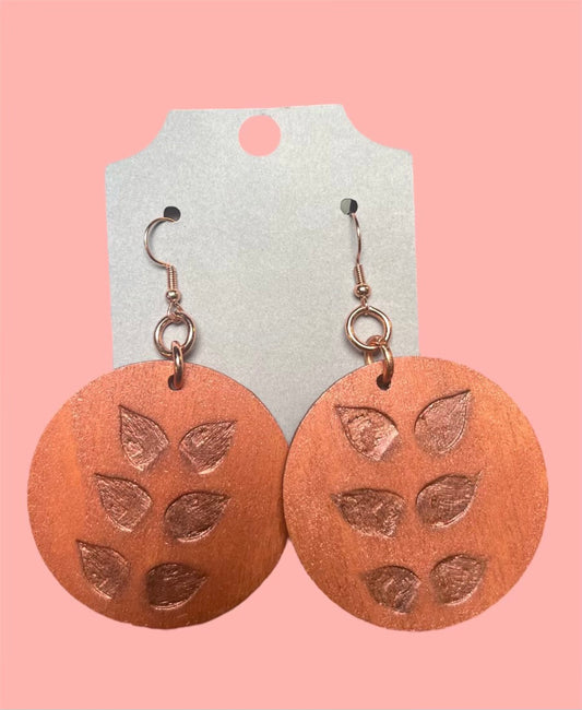 #98 Medium Wood Burned Copper Circle Earrings