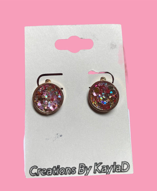 #306 Rose Glitter Stud Earrings