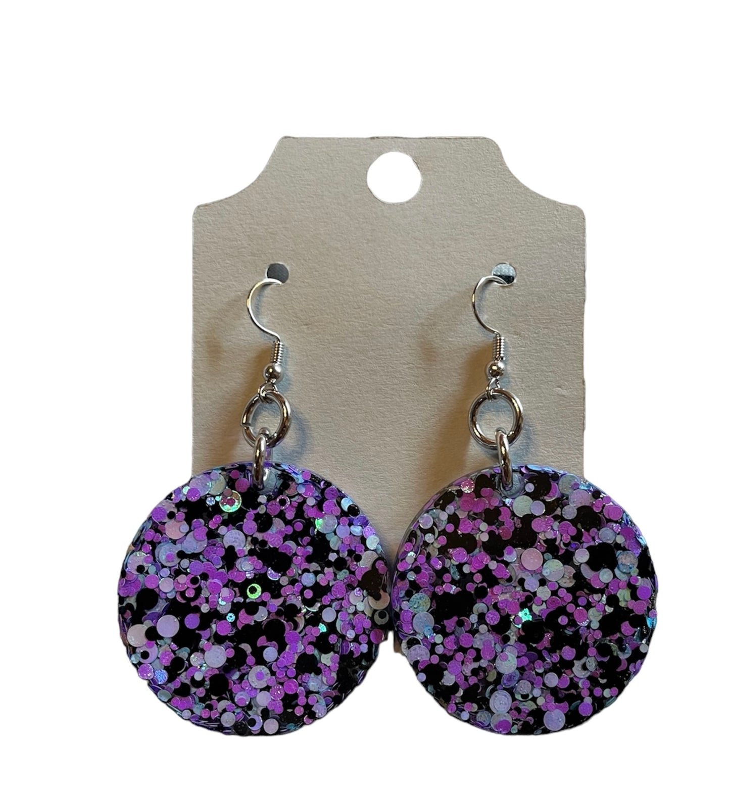 #306 purple retro medium circle earrings