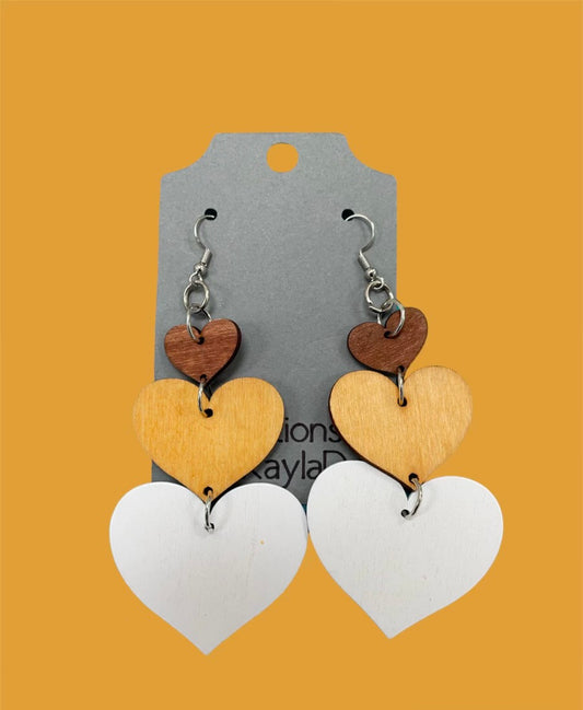 #301 3 Heart Earrings