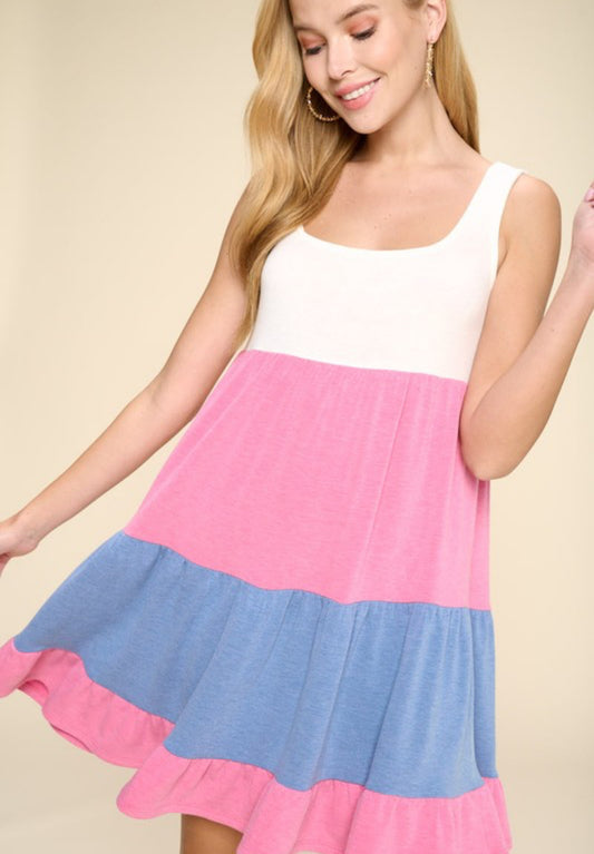 Color Block Babydoll Dress