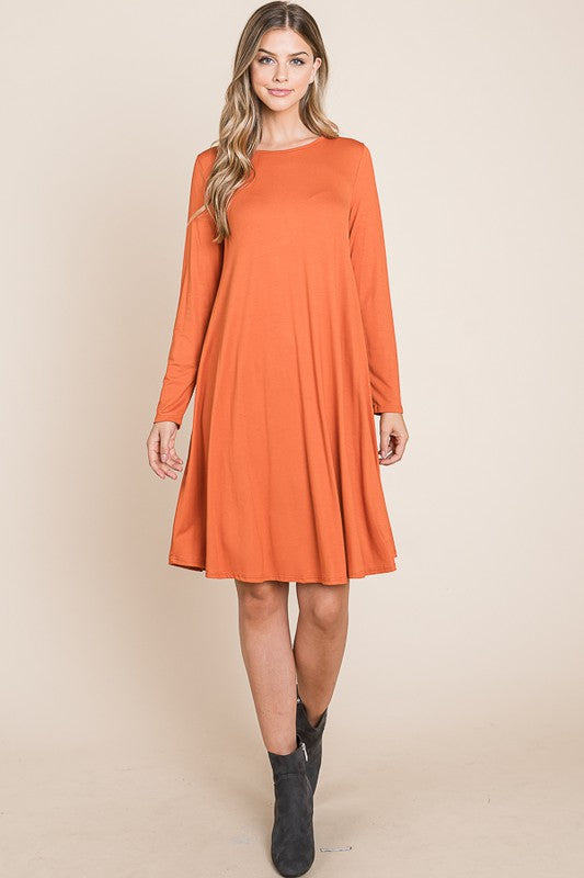 Solid Orange Dress