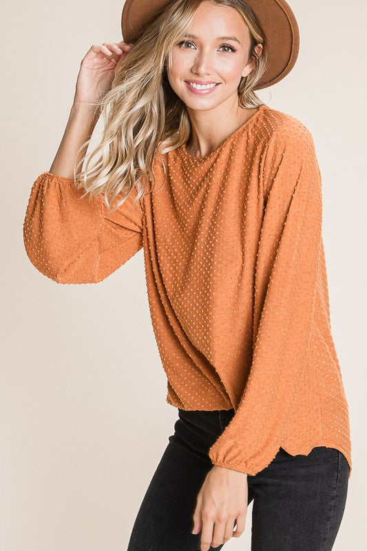 Swiss dot puff sleeve top