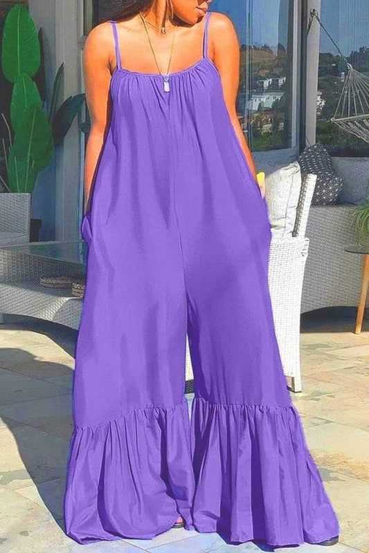 Backless purple jumpsuit