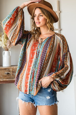 Boho Printed Woven Top