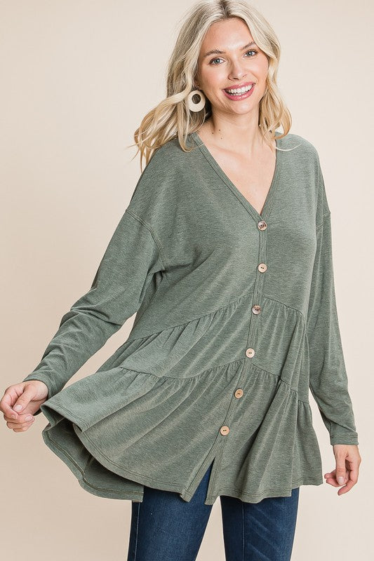 Olive button up top