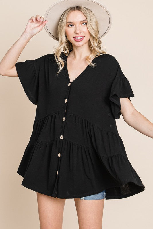 Black Tired Babydoll Top