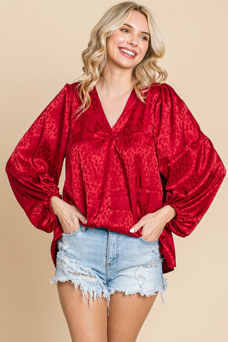 Woven Ballom Sleeves Top