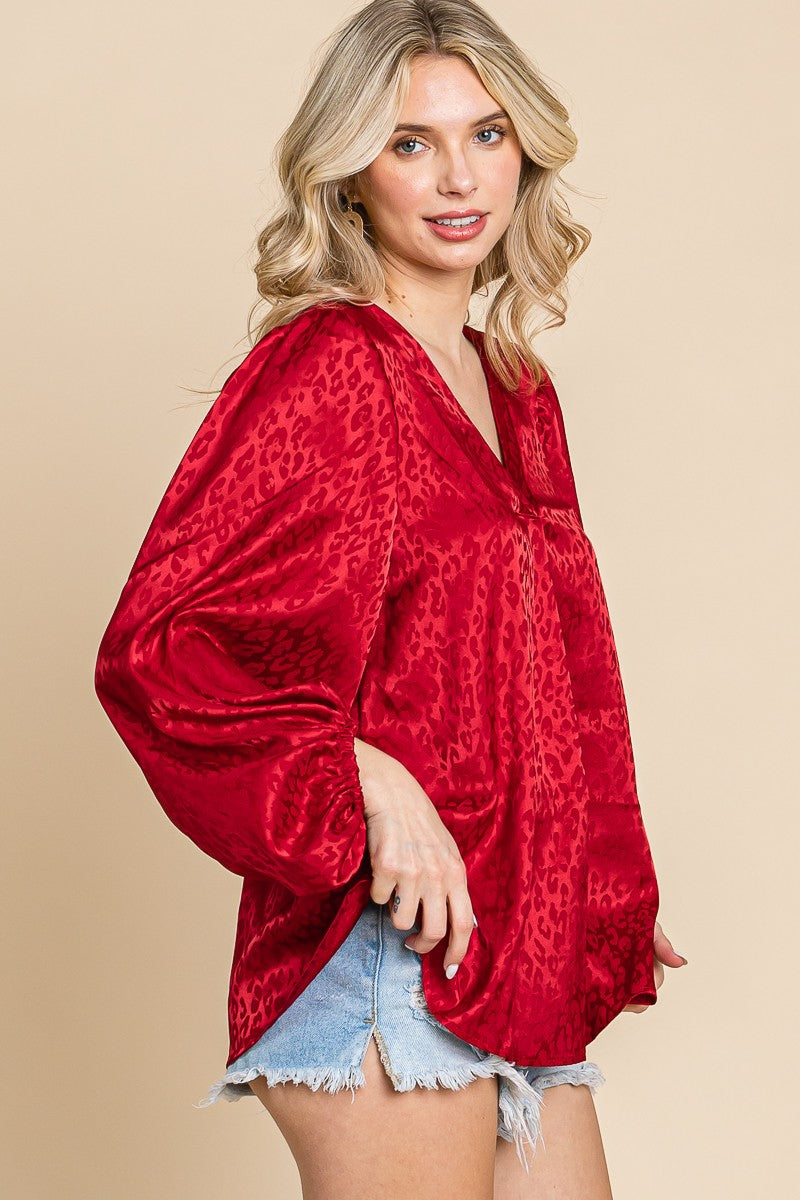 Woven Ballom Sleeves Top