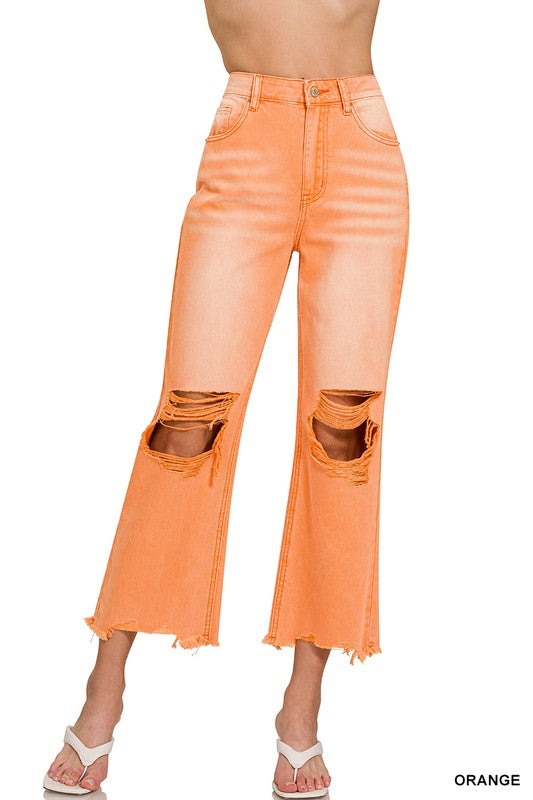 Orange distressed Jeans