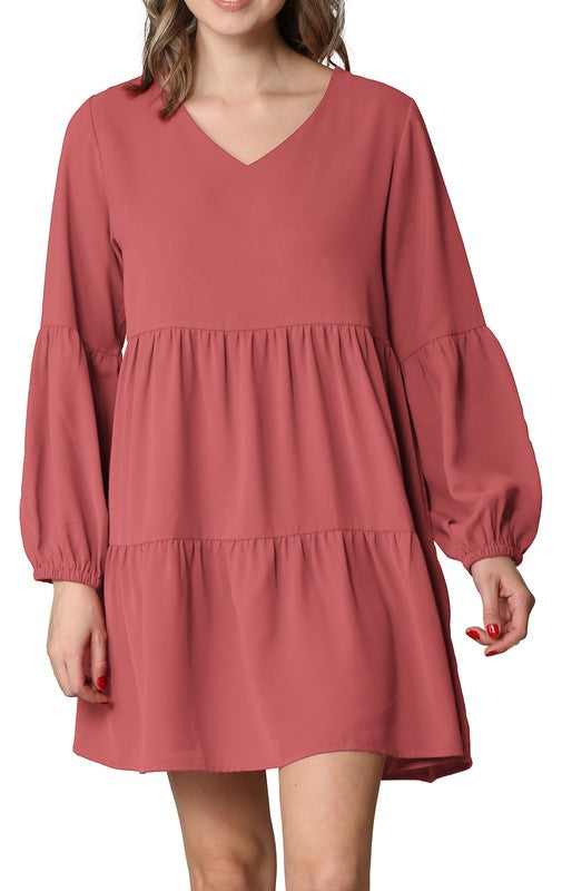 Mulberry Long Sleeve V-neck Dress