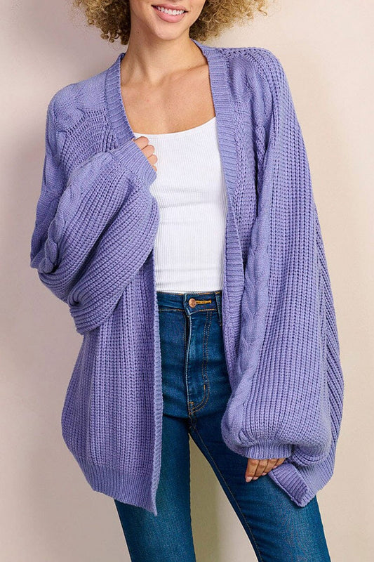 Bubble Sleeve Cardigan- Lavender