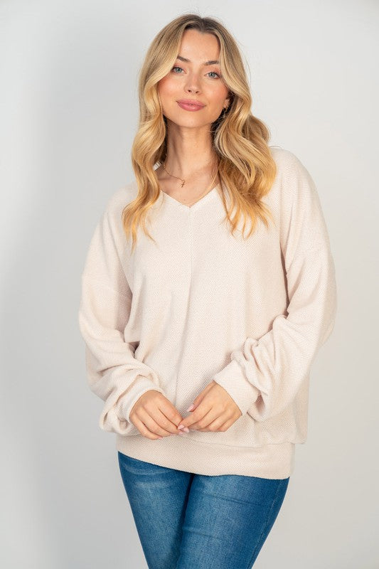 Cream Long Sleeve knit Top