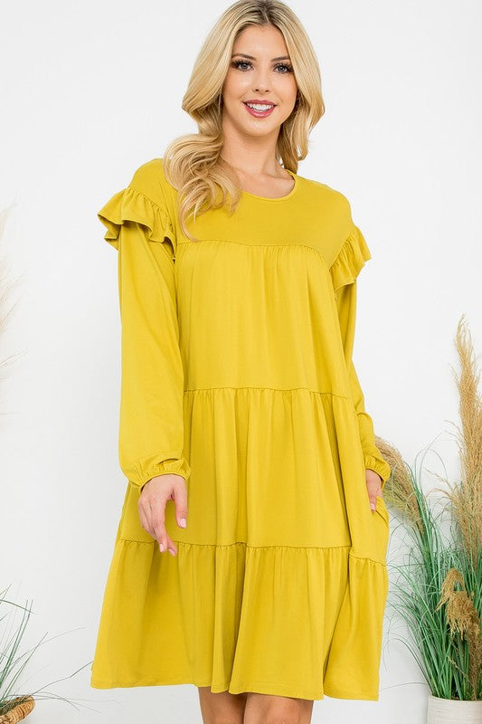 Dijon Ruffled Long sleeve Dress