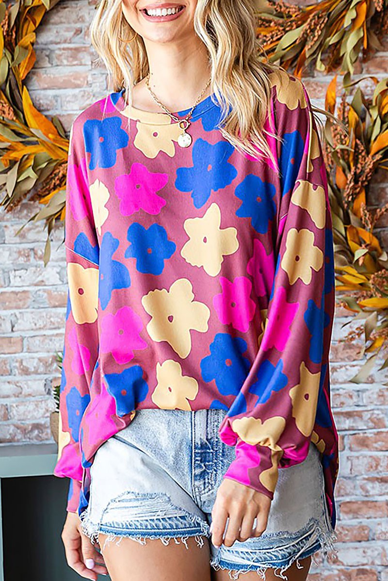 PINK MULTI COLOR FLORAL PRINT LOOSE FIT TOP