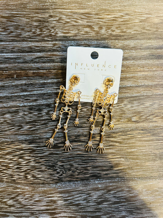 Gold Skeleton Earrings