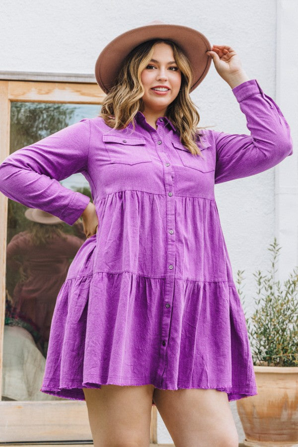 Purple Plus Washed Mini Dress