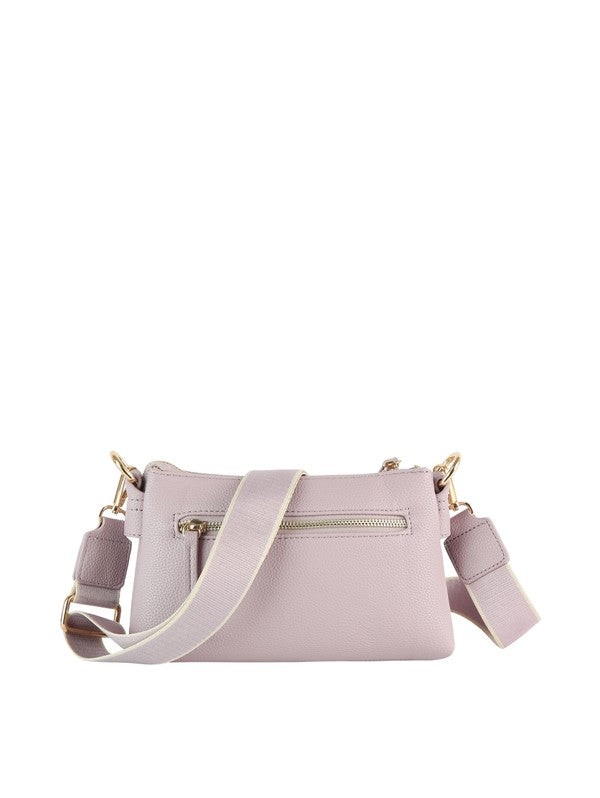 Lavender Double-zip Pebbled Crossbody