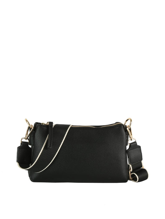 Black Double-zip Pebbled Crossbody