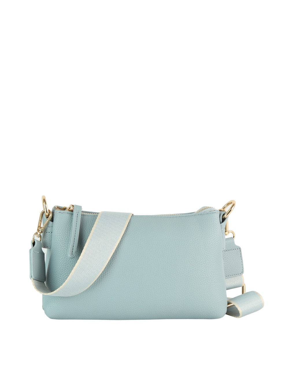 Dusty Blue Double-zip Pebbled Crossbody