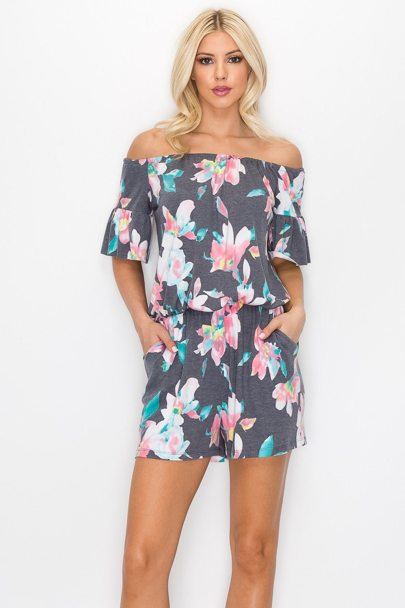 FLORAL PRINT OFF SHOULDER ROMPER