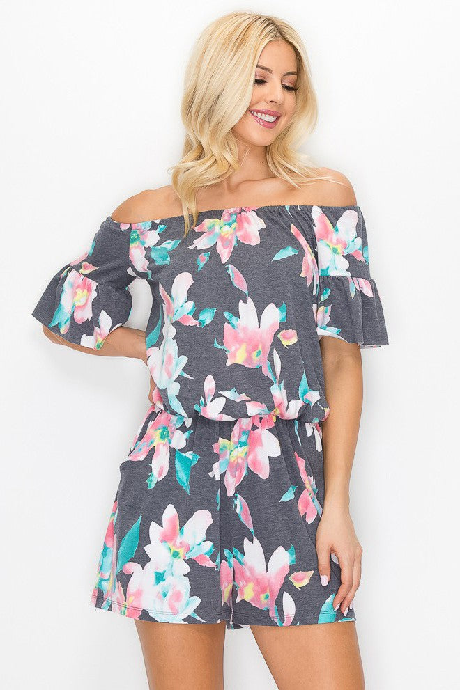 FLORAL PRINT OFF SHOULDER ROMPER