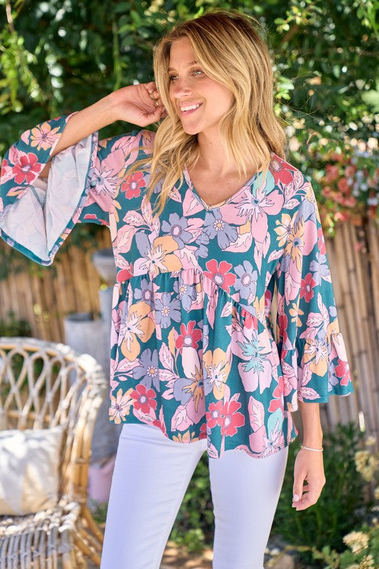 Floral printed knit top