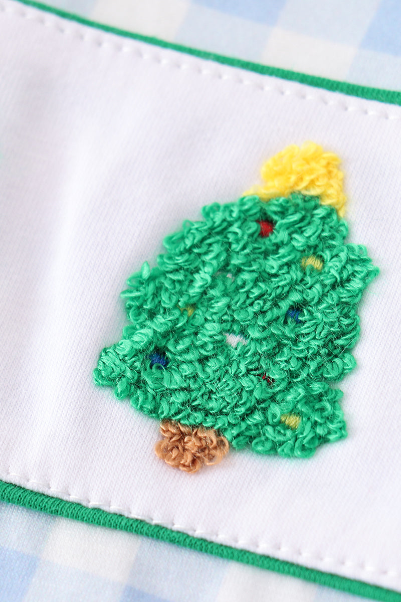 Green christmas tree french knot boy set