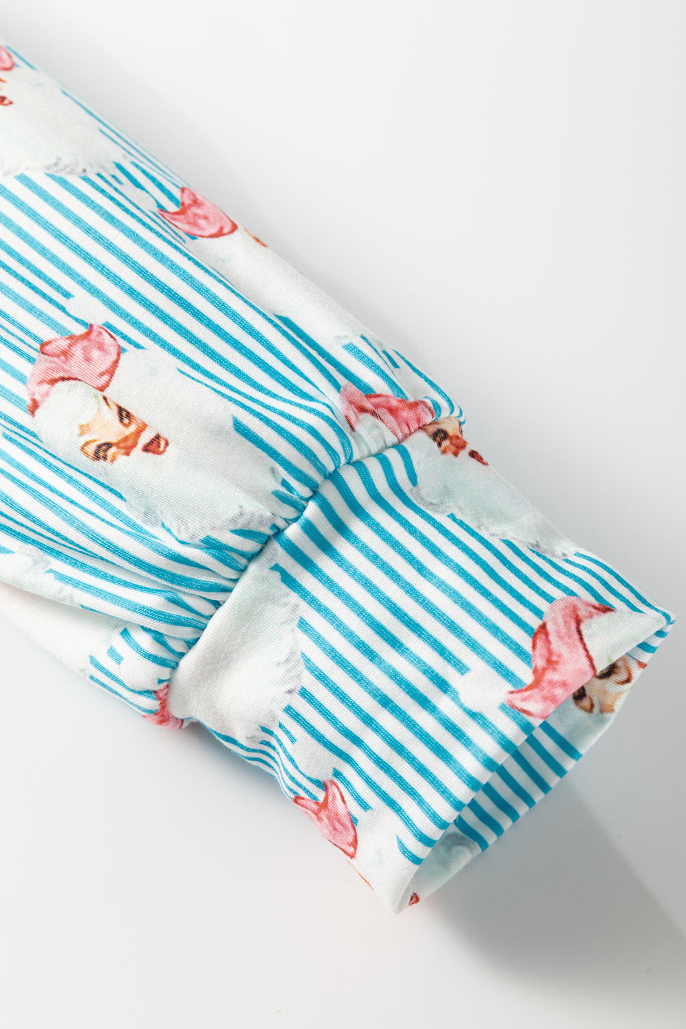 Sky Blue Santa Claus Striped Print Loose Fit Two Piece Lounge Set